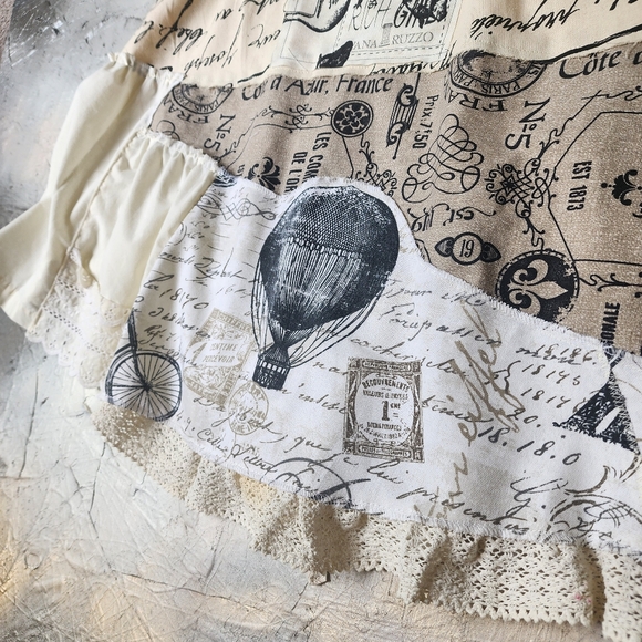 Maxi Skirt Shabby Upcycled Antique Lace Vintage European Cotton Patching - Picture 10 of 16